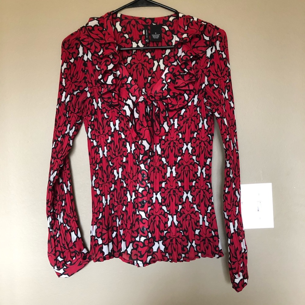 Red Ruffle Button Down Top - image 2